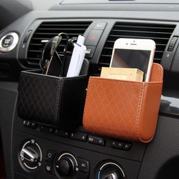 Car Organiser 1pc Storage Bag Air Vent Dashboard Tidy Hanging Leather Box Glasses Phone Holder Accessories