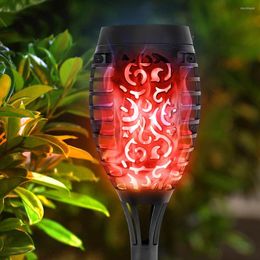 Portable Flickering Dancing Flame Lamp 12 LED Solar Torch Lights Easy Installation Safe For Outdoor Backyards Gardens Lawn