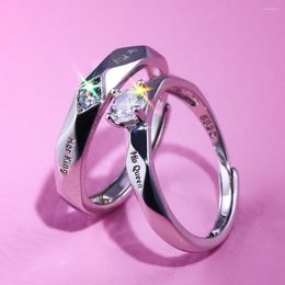 Wedding Rings Wholesale Bands Couple His Queen Her King Valentine's Day Gift Cubic Zircon Engagement Ring For Lover Jewelry 2023