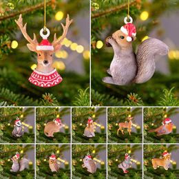 Decorative Figurines Simulation Wild Animal Model Toy Mini Squirrel Hedgehog Hanging Figures Dolls Miniatures Christmas Tree Pendant