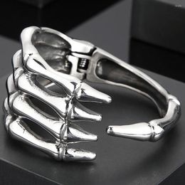 Bangle Gothic Stainless Steel Open For Men Punk Skull Hand Shaped Men's Bracelets Rockers Jewelry Accessories Man