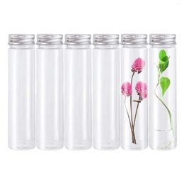 Storage Bottles 6pcs/12pcs 32x143mm Transparent Plastic Test Tube With Lids Flat Bottom Laboratory Wedding Favors Spice