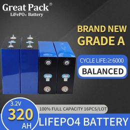 Rechargeable 4PCS 3.2V 320Ah Deep Cycle LiFePO4 Battery Cell 100% Full Capacity Grade A Lithium Iron Phosphate with Busbar