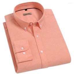 Men's Casual Shirts Men's Long Sleeve Solid Oxford Pocketless Standard-fit Comfortable Soft Cotton Button-down Collar Tops Shirt