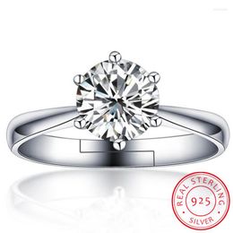 Cluster Rings Luxury Solitaire 2.0ct Zirconia Diamond Wedding Ring Original 18K White Gold Pt Silver 925 Women Gift R168