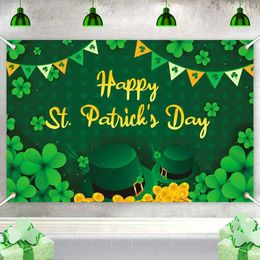 115x180cm Large St Patricks Day Backdrop Banner Decoration for Indoor Outdoor Yard Sign Backgroud Party Favour Home Ornament with Four Brass Grommets