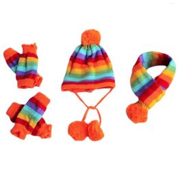 Dog Apparel 6pcs Hat Scarf Socks Leg Warmer Striped Soft Costume Set Pet Clothes Party Breathable Cute For Small Knitted Winter Warm
