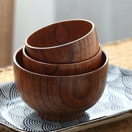 Bowls 3Pcs Wooden Bowl Set Natural Wood Soup Rice Container Japan Large Small Kitchen Serving Tableware Utensils