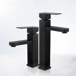 Bathroom Sink Faucets Black Baking Varnish Stainless Steel Square Basin And Cold Faucet For Household On Platform Under Toilet Fauc