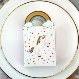 Custom Unicorn Pattern Candy Bag Party Rainbow Paper Bags For Gifts Wedding Decor Baby Shower Birthday A365