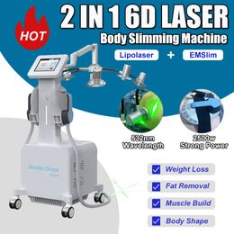 Professional EMS Slimming Machine Weight Removal Fat Loss HIEMT Muscle Building Body Firmming 6D Lipo Laser Anti Cellulite Skin Tighten Home Use Salon Device