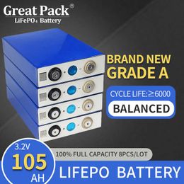 Rechargeable 8PCS 3.2V 105Ah Deep Cycle Lithium Iron Phosphate Battery Cell LiFepo4 100% Full Capacity Grade A Power Bank