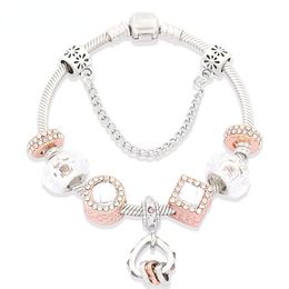 Charm Bracelets Exploding Gold Peach Heart Pendant Bracelet White Crystal Women's Bracelet Jewelry Trinkets