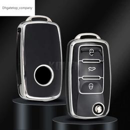 TPU Car Flip Key Case Cover Shell For VW Volkswagen Polo Golf Passat Beetle Tiguan Skoda Octavia Kodiaq Seat Leon Altea Keyless