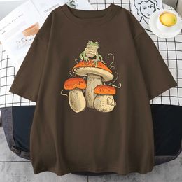 Men's T-Shirts Cottagecore Aesthetic Mushroom Dark Academia Frog New Male Tshirts Hip Hop Sweat T-Shirt Summer Tops Cotton Oversize Men Clothes T230103