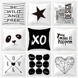 Pillow Letter Love Home Cover Cotton Linen Black White Sofa Bed Nordic Decorative Pillowcase 45x45cm Almofadas