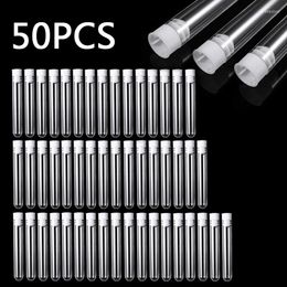 Storage Bottles 50PC Plastic Test Tube Transparent Round Bottom Sample Container With Lid Household Items Laboratory Supplies 12x100mm
