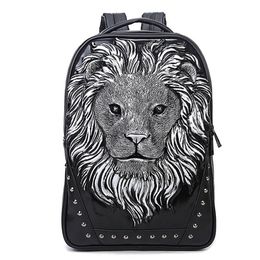 2017 New fashion 3D Lion head pattern man women backpack travel school personality bag computer laptop296A