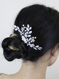 Headpieces Trendy Silver Opal Hair Comb Floral Jewellery Handmade Rhinestone Women Bridal Piece Wedding Accessories