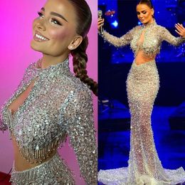 Aso Ebi Arabic Luxurious Mermaid Prom Dresses Crystals Beaded Sexy Evening Formal Party Second Reception Birthday Engagement Gowns Dress ZJ