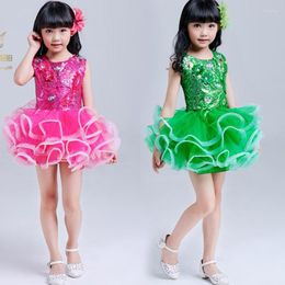 Stage Wear Kids Ballroom Clothing Sequined Dancing TUTU Dress Girls Jazz Dance Costume Toddler Wedding Princess