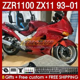 Body For KAWASAKI NINJA ZX-11 R ZX-11R 93 01 ZZR1100 1993 1994 1995 1996 1997 165No.147 ZZR-1100 ZX 11 R 11R ZX11 R ZZR 1100 CC ZX11R 1998 1999 2000 2001 Fairing Metal Red