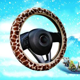 Steering Wheel Covers No Inner Ring High-density Leopard Print Long Plush Loose Set Car Winter Warm Cross-border Express Sale.