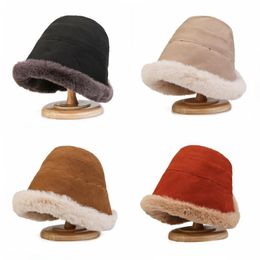 Mongolian Hat Winter Bucket Hats Female Fisherman's Cap Thickened Plush Basin Caps Windproof Warm Hat BC246