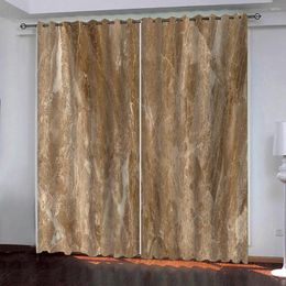 Curtain Modern Curtains 3d Blackout Brown Stone Pattern For Living Room Bedroom Kitchen Window