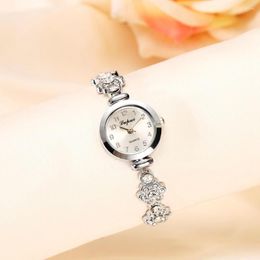 Wristwatches Rose Gold Silver Fashion Girls Quartz Watch Luxury Women Watches Bracelet Ladies Crystal Wristwatch 2023 Relogio Feminino