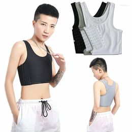 Women's Shapers Sport Breathable Buckle Short Chest Breast Binder Vest Tops Underwear Tank Bandage Side Hooks