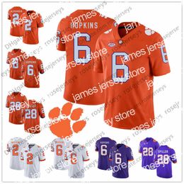 American College Football Wear Clemson Tigers #6 DeAndre Hopkins 2 Mackensie Alexander Sammy Watkins 13 Adam Humphries 28 CJ Spiller Purple White Orange Retired Jer