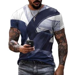 Men's T-Shirts Casual Fashion 3D Printed Summer Short-sleeved Irregular Graffiti Men's T-shirts Round Neck Loose Tops Tees Men Clothing 6XL T230103