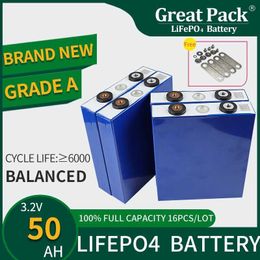 16PCS 3.2V 50Ah LiFePO4 Rechargeable Battery Cell Deep Cycle Brand New Grade A Lithium Ion Power Bank