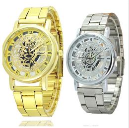 Steel band hollow imitation mechanical watch men quartz watch high-grade gift