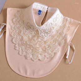 Women's Blouses Lace Double Wave Collar Decorate Princess Bead Collier Crystal Pan Collares Detachable False Blouse Autumn Winter