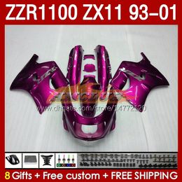 Body For KAWASAKI NINJA ZX-11 R ZX-11R 93 01 ZZR1100 1993 1994 1995 1996 1997 165No.141 ZZR-1100 ZX 11 R 11R ZX11 R ZZR 1100 CC ZX11R 1998 1999 2000 2001 Fairing pink metal