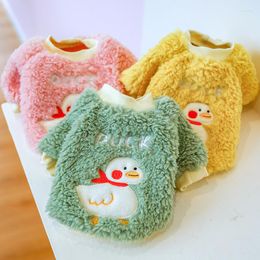 Dog Apparel 2023 Warm Fleece Pet Clothes Cute Duck Printed Cotton Coat For Small Puppy Dogs Shirt Jacket Chihuahua Pullover Sweater