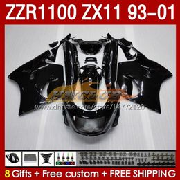 Bodys Kit For KAWASAKI NINJA ZX-11 R ZZR1100 black glossy ZX-11R ZZR 1100 CC ZX11 ZX 11 R 11R 165No.22 ZX11R 93 94 95 96 01 ZZR-1100 1997 1998 1999 2000 2001 OEM Full Fairing