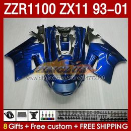 OEM Blue&flames Body Kit For KAWASAKI NINJA ZX-11 R ZZR1100 93-01 ZX 11 R 11R ZX11R 93 94 95 96 01 165No.114 ZX11 R ZZR-1100 ZZR 1100 CC ZX-11R 1997 1998 1999 2000 2001 Fairing