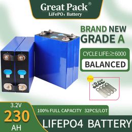 32PCS 3.2V 230Ah LiFePO4 Rechargeable Deep Cycle Battery Cell Brand New Grade A 100% Full Capacity Lithium Ion Power Bank