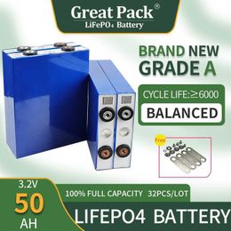 32PCS 3.2V 50Ah 100% Full Capacity LiFePO4 Battery Cell Rechargeable Deep Cycle Brand New Grade A Lithium Ion Power Bank