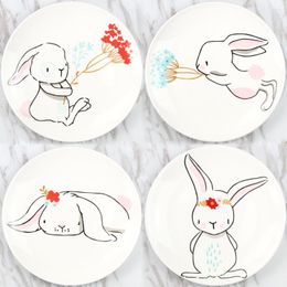 Plates 8 Inch Ceramic Dinner Dishes & Animal Pasta Steak Dessert Fine Bone China Kitchenware