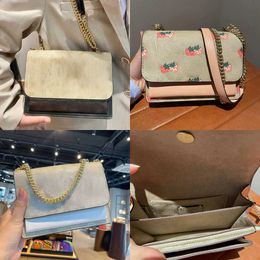 Shoulder Bags 2023 Designer new bag female Klare strawberry printing Mini organ One Messenger flip chain small square