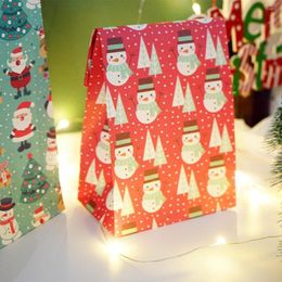 Christmas Decorations DIY Merry Gift Paper Bags Snowman Tree Food Cookie Candy Packing Bag Birthday Party Favor Stand