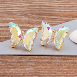 Dangle Earrings AIBEF 2023 Multicolor Zircon Stone Butterfly Korean Fashion Big Rhinestone Earring Jewellery Gift