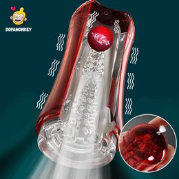 Beauty Items Male Masturbator Cup with Vibrating Ball Soft Pussy Realistic Vagina Blowjob Delay Training Vacuum Suck Penis Stimulate sexy Toys