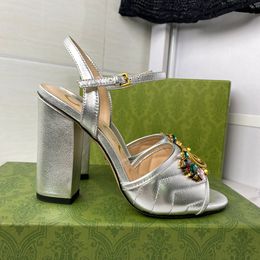 Sandalen Damen-Abendschuhe Hochhackige Damen-Sandale mit Strass-Schnalle, verzierter Knöchelriemen, 105 mm, Abend-Slingback-Sandale, Fabrikschuhe