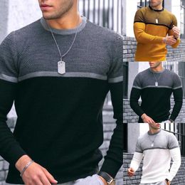 Men's Sweaters Men Casual Slim Round Neck Long Sleeve Muscle Knit Sweater Jumper Warm Pullover Tee Tops Mens Thermal