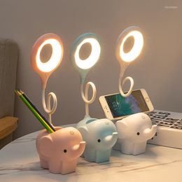 Table Lamps Creative Elephant LED Lamp USB Powered Light Three Colour Temperature Adjustable Learning Eye Protection